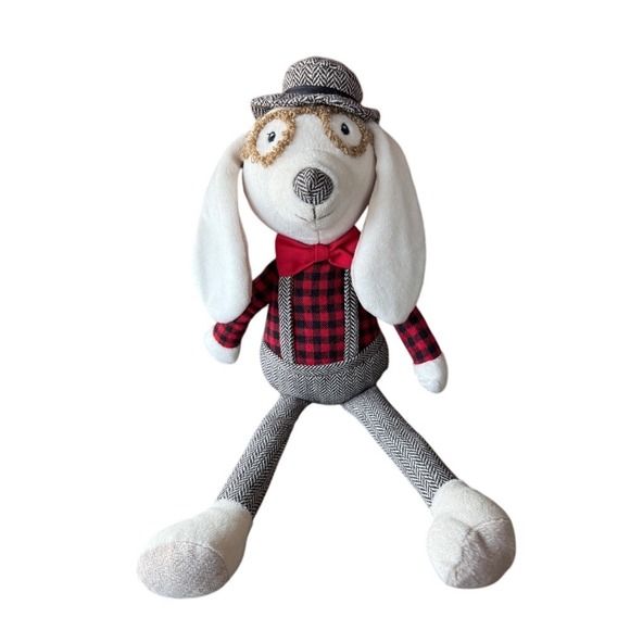 Dog Plush Dapper Hound Stuffed Animal Toy‎ Hat Glasses Bowtie Decor - Picture 1 of 4